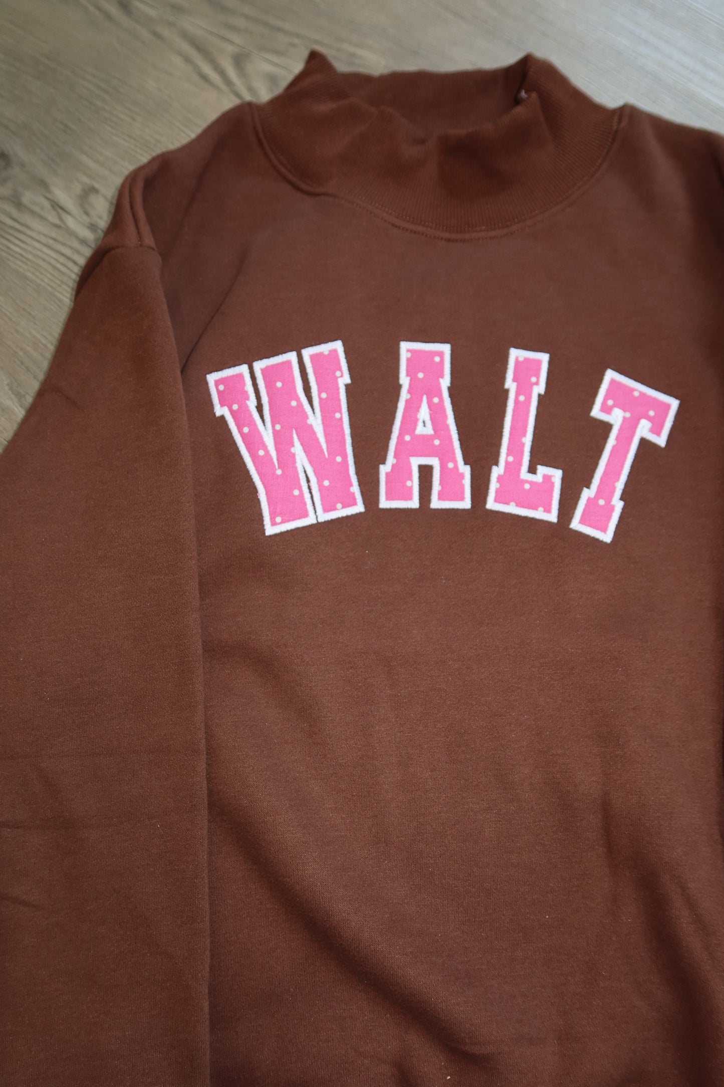 Brown with Pink Polka Dot MOCKNECK