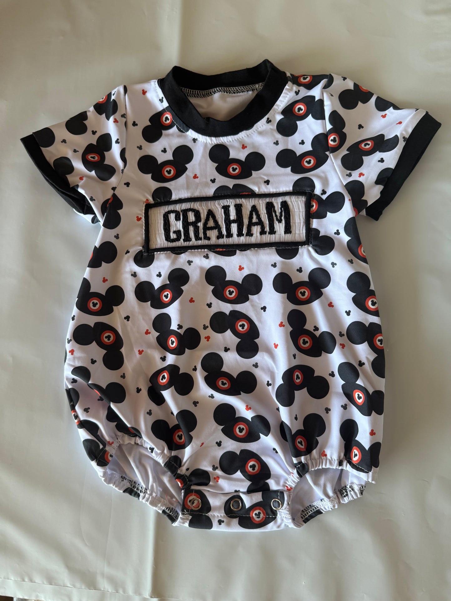 Pre order: 12 week PRODUCTION NAME SMOCK: Baby Romper