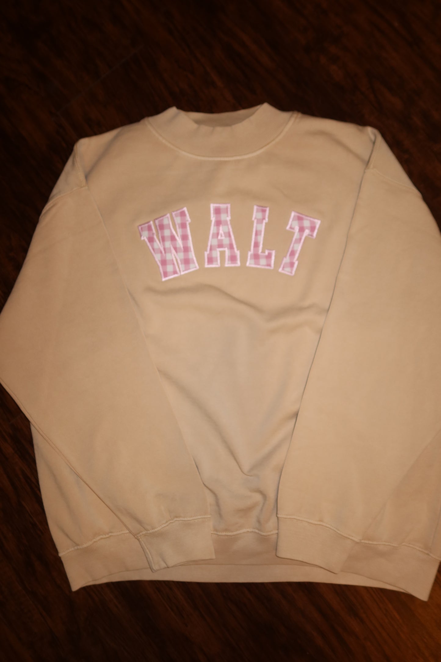 SAND: Pink Gingham Mock-Neck