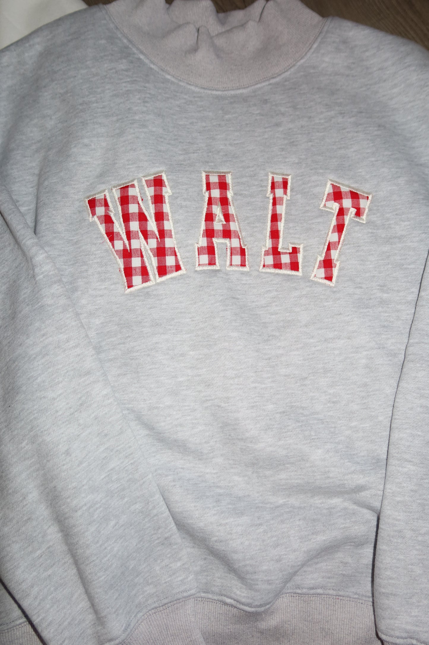 Grey with Red Gingham MOCKNECK