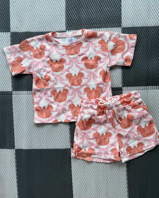 YOUTH: Pumpkin Bow Waffle Set
