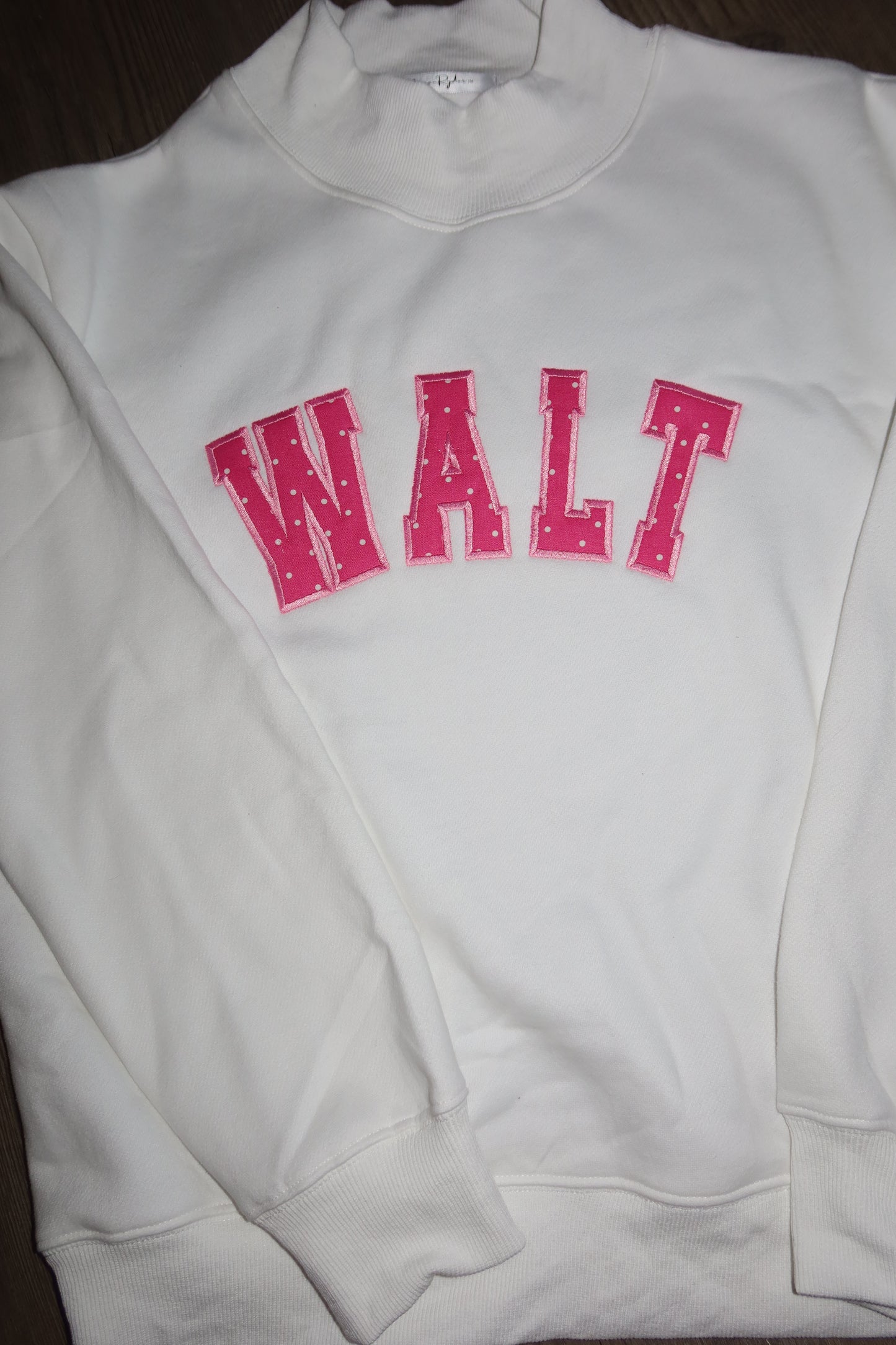 White with Pink Polka Dots MOCKNECK