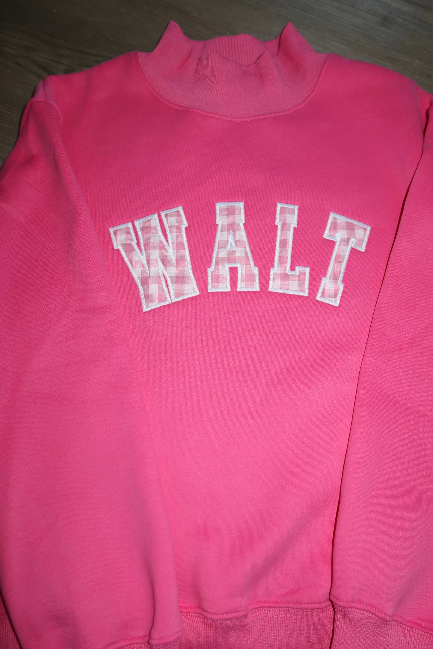 Pink with Pink Gingham MOCKNECK