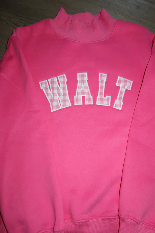 Pink with Pink Gingham MOCKNECK